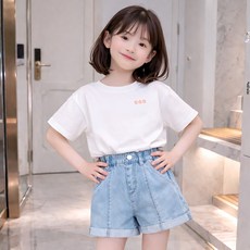 Starbean 女童休閒捲邊短褲