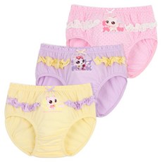 PremierFam 女童許願貓翅膀荷葉邊純棉三角內褲3件組