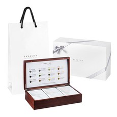TAVALON 綜合花草茶木製禮盒組, 1組, 6種花草茶 2入+4種紅茶 2入+綠茶 2入+烏龍茶 2入+購物袋