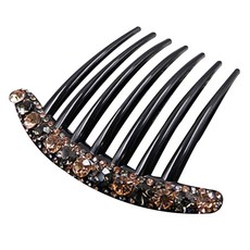 多鑽水鑽盤髮梳, 黑金色, 1個