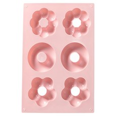 Angelmeow 甜甜圈造型 6格矽膠冰塊模具 粉色, 24*16.8*2cm, 1個