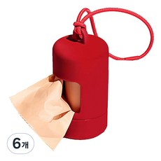 요런개 강아지 컬러팝 배변 파우치, 레드, 6개, 1개입