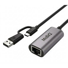 MoBiQ 混合式 2合1 有線 Ultra 千兆乙太網路卡 轉換器 筆記型電腦 手機 PC用, EM-ACH1PR