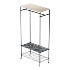 dayneeds 日需百備 漂流木紋木頂板單桿衣架 滑軌平台款, 黑色