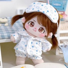 Mochadoll 無屬性 20cm 棉花娃娃 柔軟睡衣 上衣 + 下衣 + 眼罩 套組, 藍色, 1套