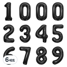 PartyIsland 數字鋁箔氣球12入組 40公分, 6套, 黑色