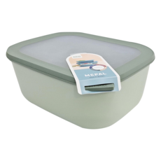 MEPAL方形密封保鮮盒(深)3L, PP/TPE材質, 耐熱溫度達110°C, 100%密封防漏設計, 鼠尾草綠, 1個