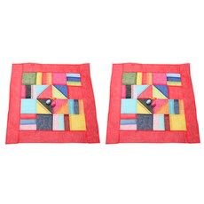 Hayul's Workshop 亞麻傳統 Jogakbo 方形桌布 櫻桃色, 2個