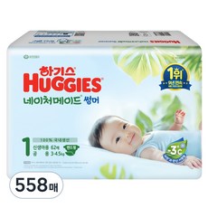 HUGGIES 好奇 Nature Made Summer輕薄黏貼型尿布, 第1階段, 558片
