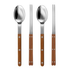 바겐슈타이거 셀레스트 벨루어 2인 수저 세트, 우드, 1세트, 숟가락 2p + 젓가락 2벌