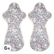 eechae 一體式特級夜用棉衛生棉 灰色花朵, 6個, 1入, 夜用加長