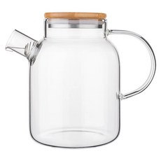 日本 FOREVER 日式 竹蓋耐熱玻璃把手花茶壺, 透明色, 1個, 1.8L