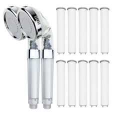 Reverence 增壓微米濾芯蓮蓬頭 2入+濾芯 10入組, 混色, 1組