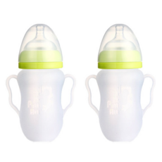 Putti Atti 矽膠把手奶瓶, 綠色, 260ml, 2個