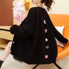 Queen & joy 後花紋胸針長袖開襟衫