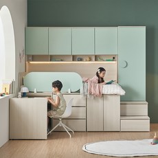 꿈꾸는요셉 디노 책상 벙커 침대 프레임 단품 방문설치, 민트