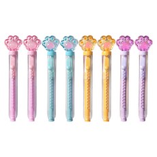 2Youngdesign 推滑式貓咪橡皮擦4件組, 藍色, 黃色, 紫色, 粉紅色, 8個