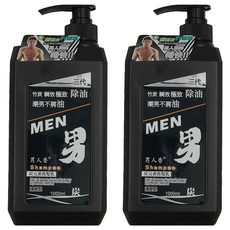 MEN 男人香 三代炭洗髮乳 竹炭 瞬效極致 除油 潮男不屑油 清爽型, 1L, 2瓶