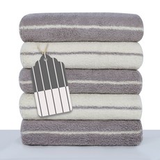THE善良 先染條紋圖案 飯店毛巾 180g 40支棉紗, 5個, 淺灰色