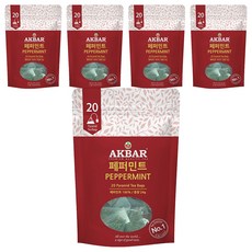 아크바 페퍼민트 허브티 피라밋 티백, 20개입, 5개, 1.2g