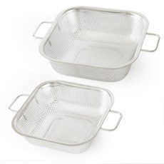 Reborn.J 304不鏽鋼打孔附把手方形瀝水籃2件組, 1套, 單一顏色
