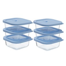 comet Home Daily 耐熱玻璃微波爐方形飯盒 520ml, 透明, 6個
