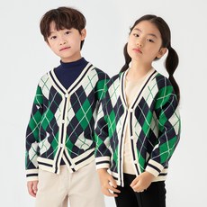 Lolly Tree 童款菱格紋針織毛衣開襟衫