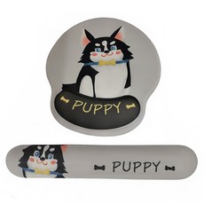 HONG JIN 宏晉 可愛卡通矽膠護腕鍵鼠墊, 哈士奇 灰色, 1個