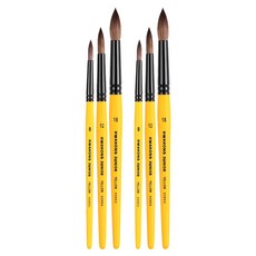 HWAHONG 華虹 青少年水彩畫用筆 3種組 黃色, 2組, 8號、12號、16號