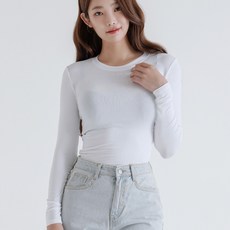 Gembling 女款修身圓領棉質彈力長袖T恤