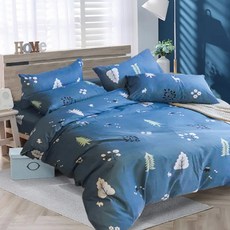 藍貓BlueCat 台製 舒柔棉銀離子抗菌印花床包 床包1個 + 枕套2個 5尺 林間奇遇, 1組