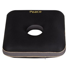 Peace 方形甜甜圈坐墊, 1個, 黑色