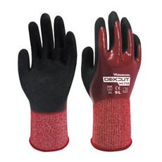 WONDER GRIP 多給力 DEXCUT® D級防油防水防割工作手套 WG-718 耐磨, L, 黑色 + 紅色, 1雙