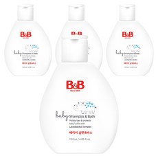 B&B 嬰兒洗髮沐浴露, 120ml, 4個