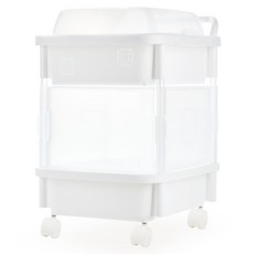 滾輪式移動尿布收納架, 白色, 1個