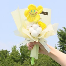 MORIANN 微笑花玩偶造型花束, 黃色, 1個