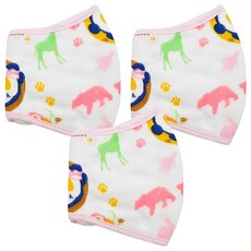 PUKU 藍色企鵝 印花紗布口罩 三層防護設計 柔軟舒適, M, 粉色, 3個