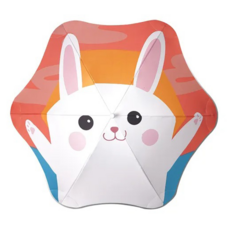 兒童防戳防曬圓角雨傘 晴雨傘 大白兔, 安全反光天使環設計, 黑膠防曬, 高密度防水傘布