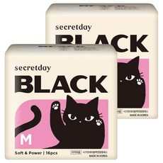 secretday 黑色蝶翼衛生棉, M(24.5cm), 16入, 2個