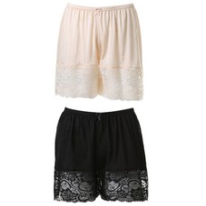 Carrie Lucy 人造絲拉歇爾蕾絲安全褲 2件組