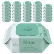 코멧 아기물티슈 샤인 플러스 캡형, 40g, 150매, 90개