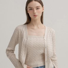 AtelierNain 女款短版麻花針織肩帶背心+開襟衫套裝 CD-1862