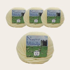 라나가또 누우보 순모 아일랜드 퓨어울 뜨개실 4p, 763 레몬아이보리