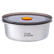 cook power 鍋寶 微氧系列可微波316不鏽鋼圓形保鮮盒 450ml, 1個, 不鏽鋼色