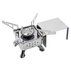 AHOYE 野營折疊迷你卡式爐 防風防爆, 1個, 不鏽鋼色