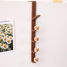 JM 門後掛式垂直掛鉤收納架, 棕色愛心熊, 4個