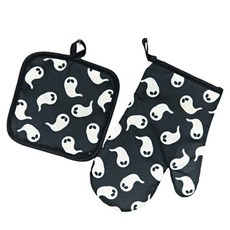 Maket Gamseong 廚房萬聖節杯墊 + 手套套裝, 黑色幽靈, 1套