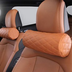GMZ MOTORS 打孔皮革記憶棉車用頸枕, 棕色, 1個