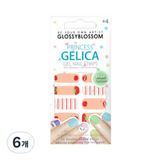 글로시블라썸 프린세스 젤리카 어린이 젤 네일 스트립, 뽐내는 토마토, 6개