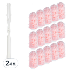 에버튼하우스 길이조절 360도 먼지 클리너 핸들 + 리필 15p 세트, 핑크, 2세트